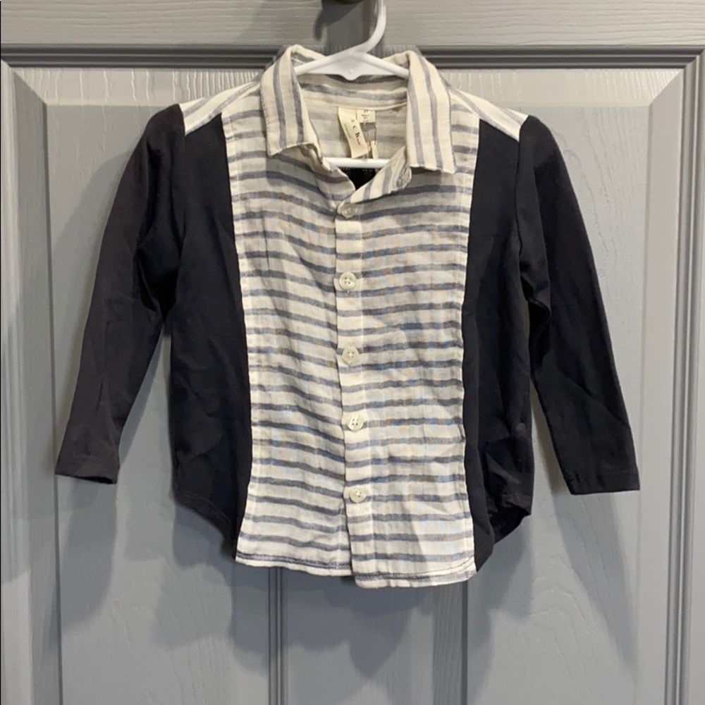 Noch Mini Boys Button Up Top Organic - Size 2T